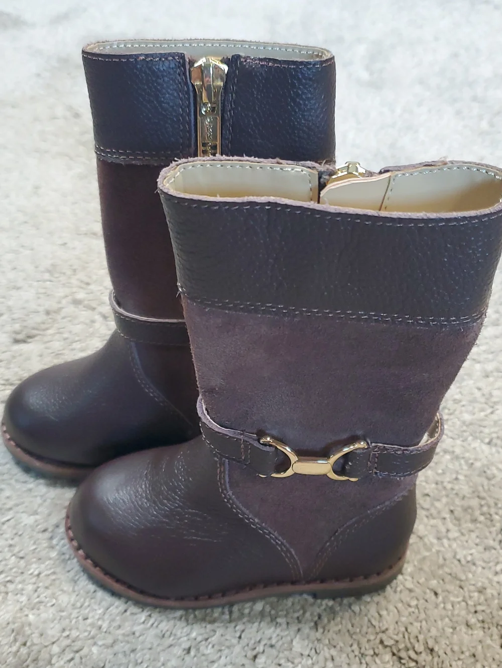 Janie & Jack Kids Leather/ Suede Brown Riding Boots, Never Worn. Size 4